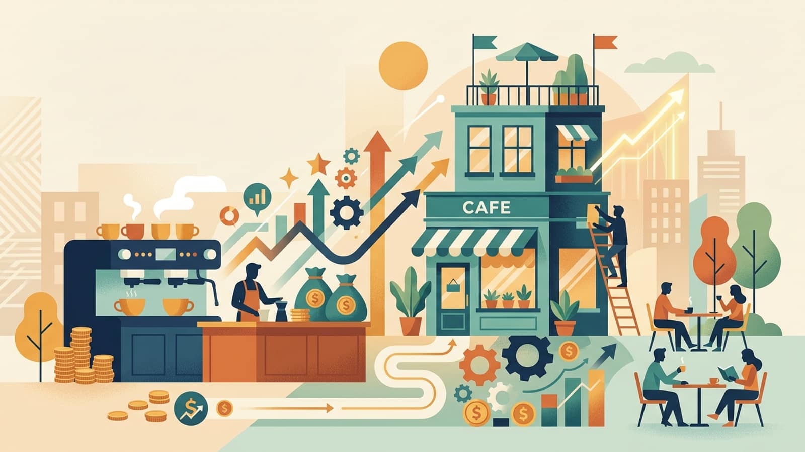 Illustration: Cafe Business Loans: Funding a Coffee Shop or Small Cafe