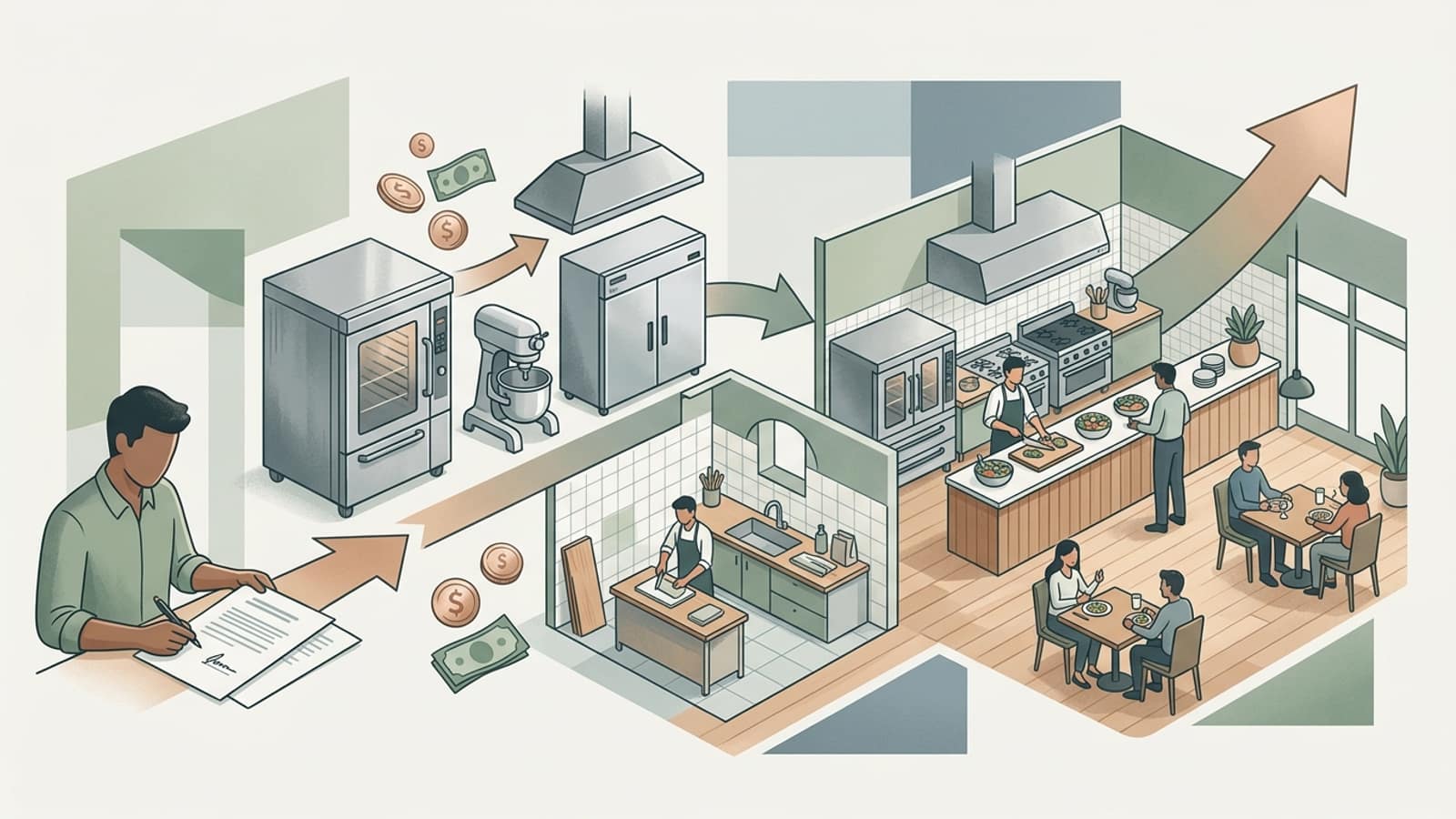Illustration: Used Restaurant Equipment Financing: How to Cut Buildout Costs